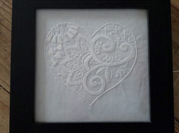 Floral Heart Whitework